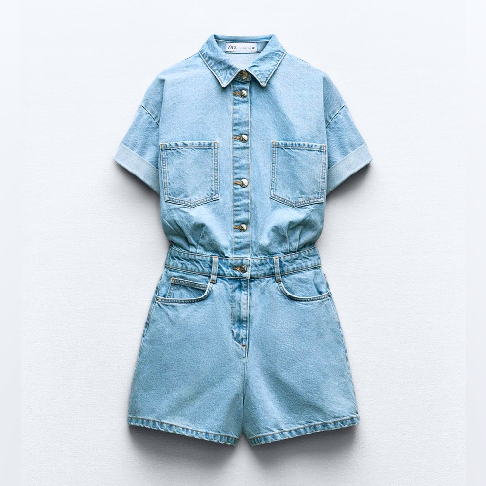 ZARA SHORT DENIM JUMPSUIT